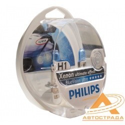PHILIPS лампочка H1 (55) P14.5s BLUE VISION ULTRA 4000K (2шт+2шт W5W)